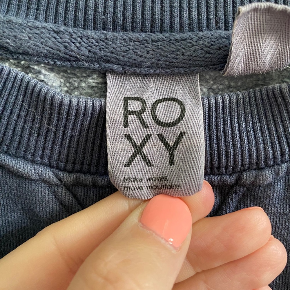 Roxy Waikiki Graphic Sweatshirt Navy Blue Crew Neck Pullover Large ARJFT04083 - Picture 3 of 9